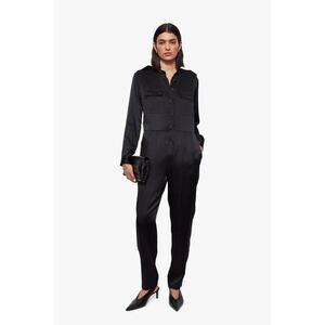 NWT‎ Anine Bing x Helena Christensen Rosalie Black Silk Satin Jumpsuit Medium